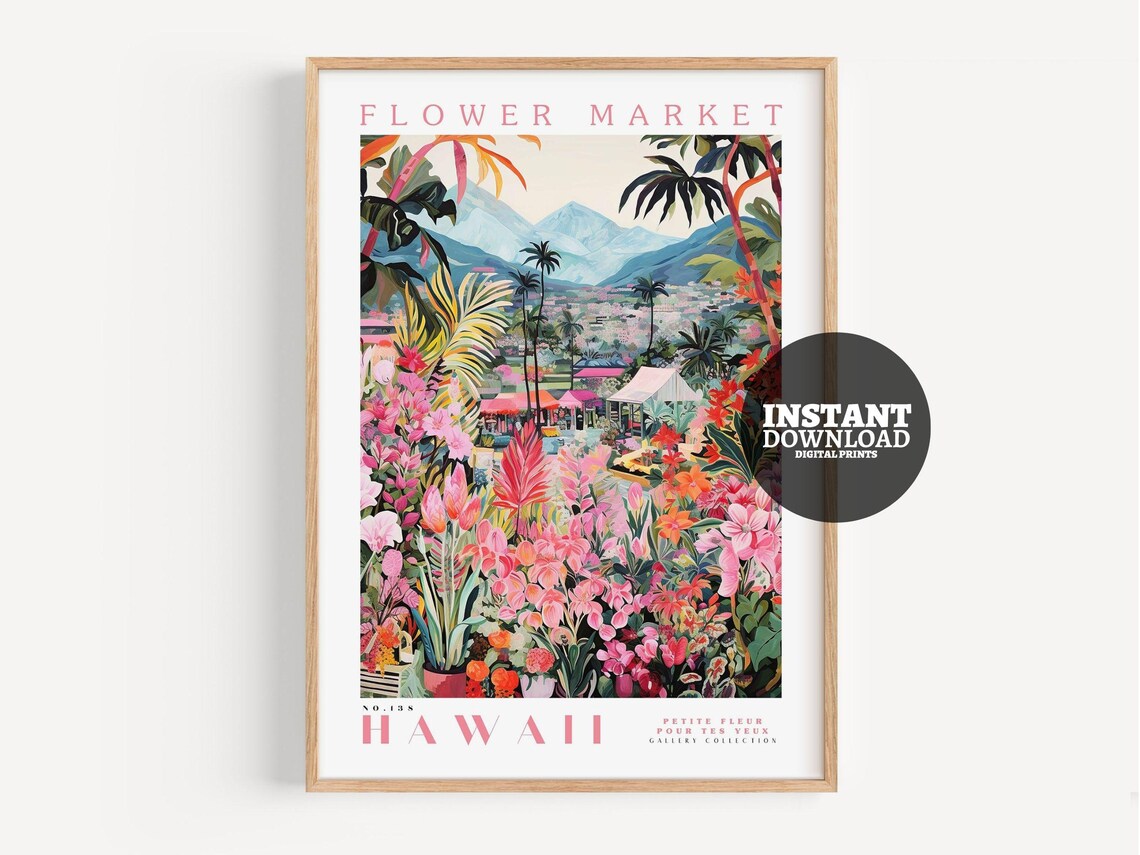 Flower Market Hawaii Botanical Art Print - Image 2