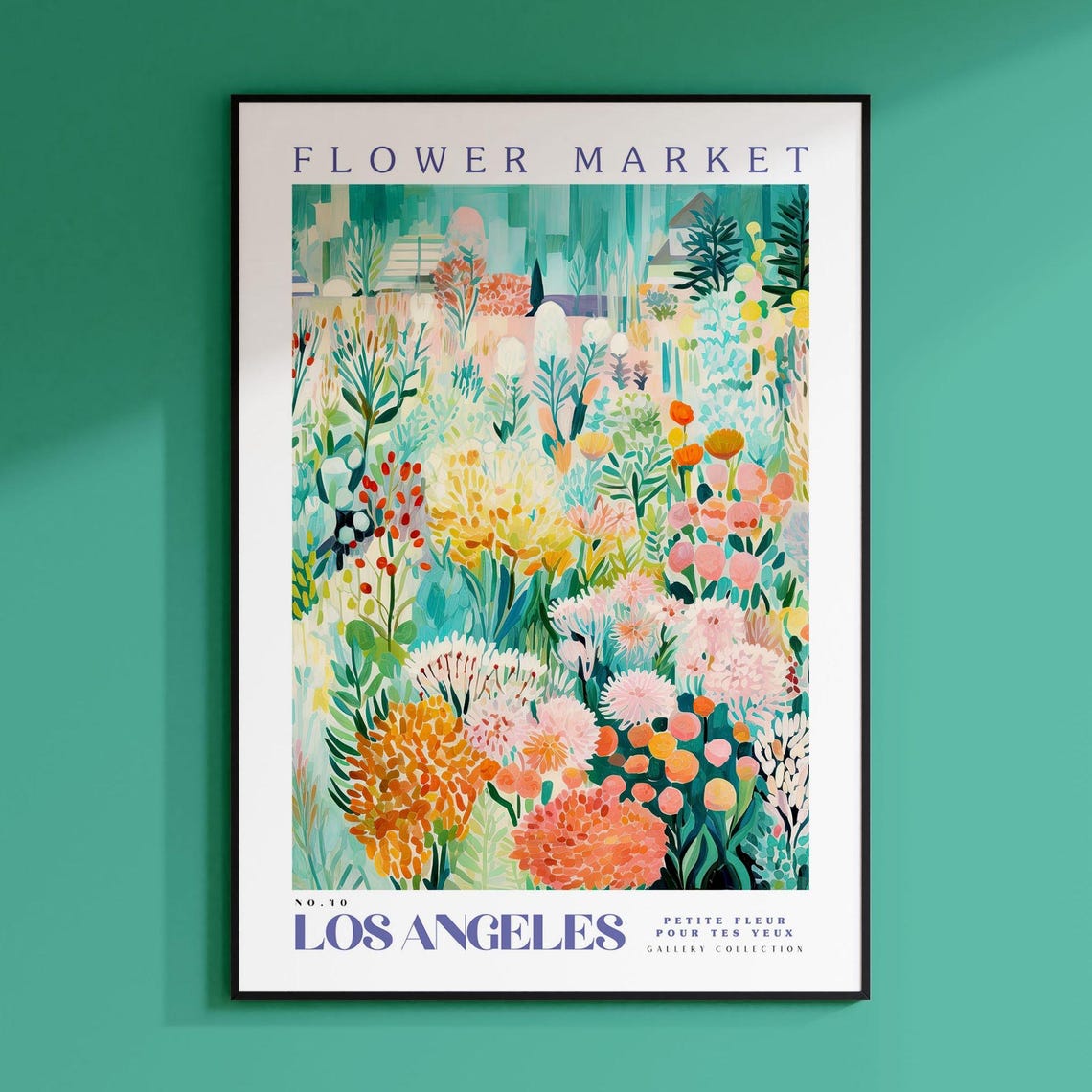 Los Angeles Flower Market Art Print, Emerald Green