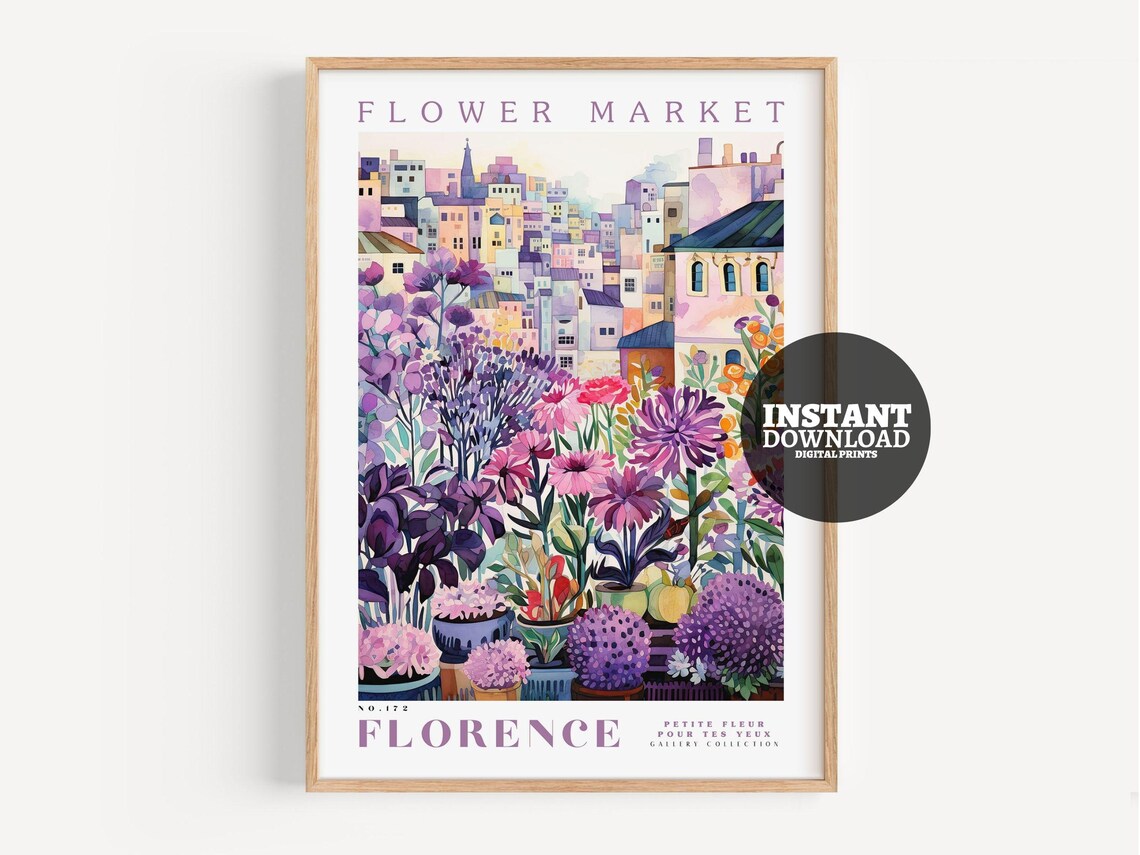 Flower Market Print, Florence Botanical Art Print