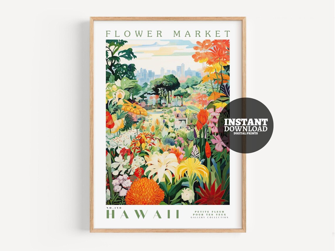 Flower Market Hawaii Botanical Art Print - Image 2