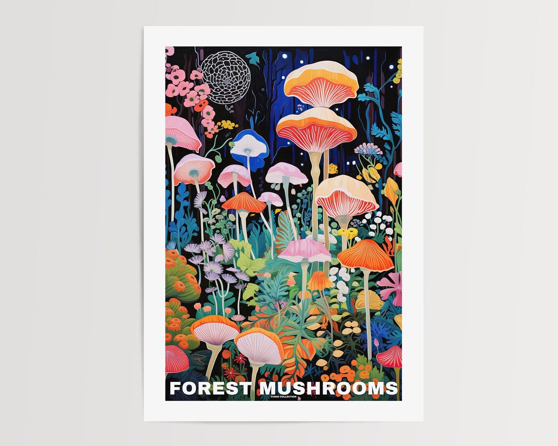 Vintage Mushroom Poster, Botanical Wall Art