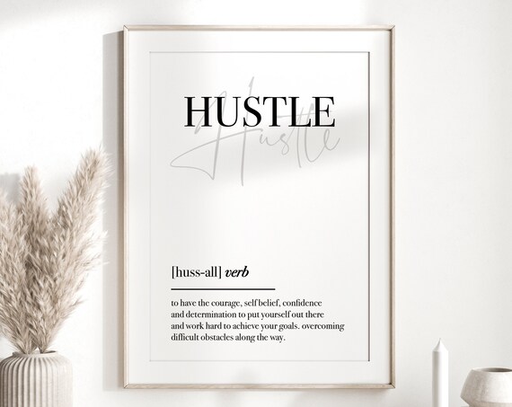 Motivational Prints Home Office Wall Decor Bedroom Print Inspirational Quote Gift Hustle