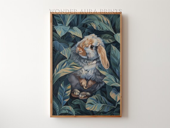 Rabbit Print Maximalist Wall Decor White Art Jungle Wonder Aura Prints