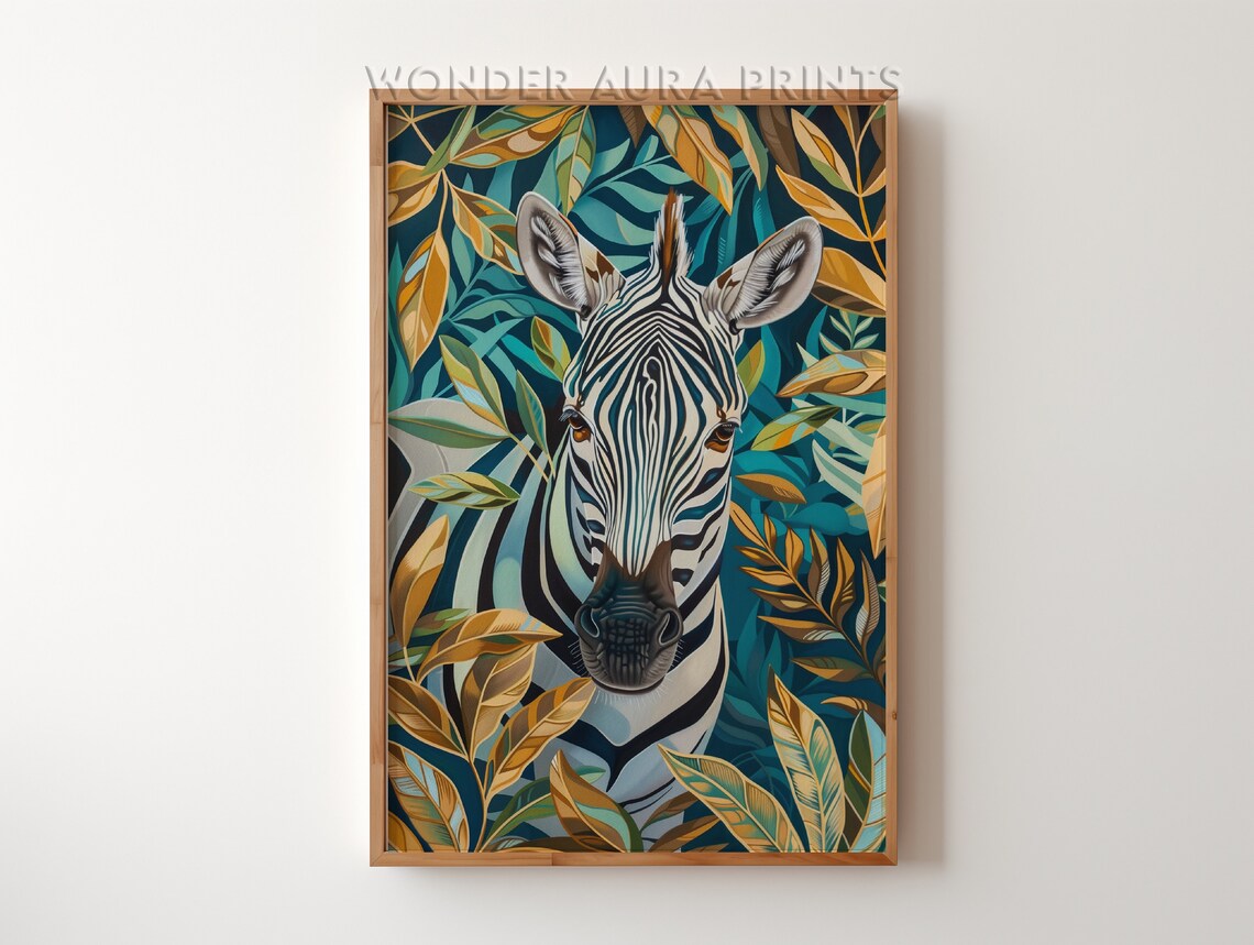 Zebra In Jungle Maximalist Wall Decor Art Wonder Aura Prints