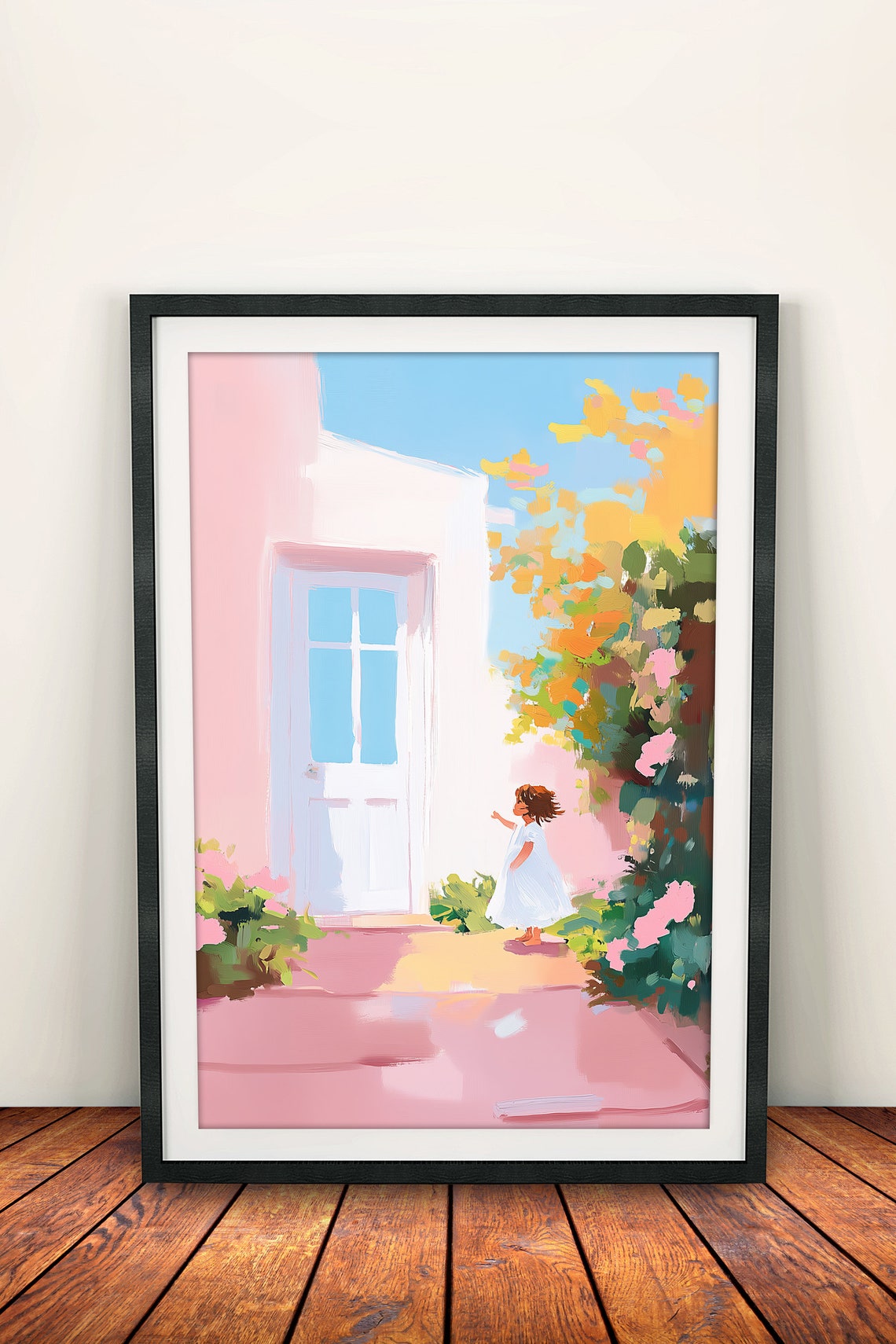Girl At A Door Pastel Play Area Decor Playful Illustration Children Playing Art Fairy Door Photo Girls Bedroom Decor Nursery Picture - Image 3