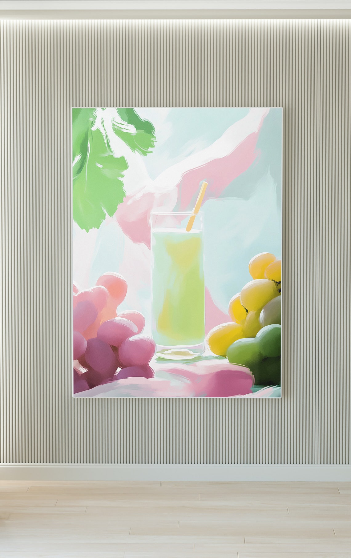Fresh Lemon Juice Glass With Grapes Kitchen Still Life Poster - Image 4