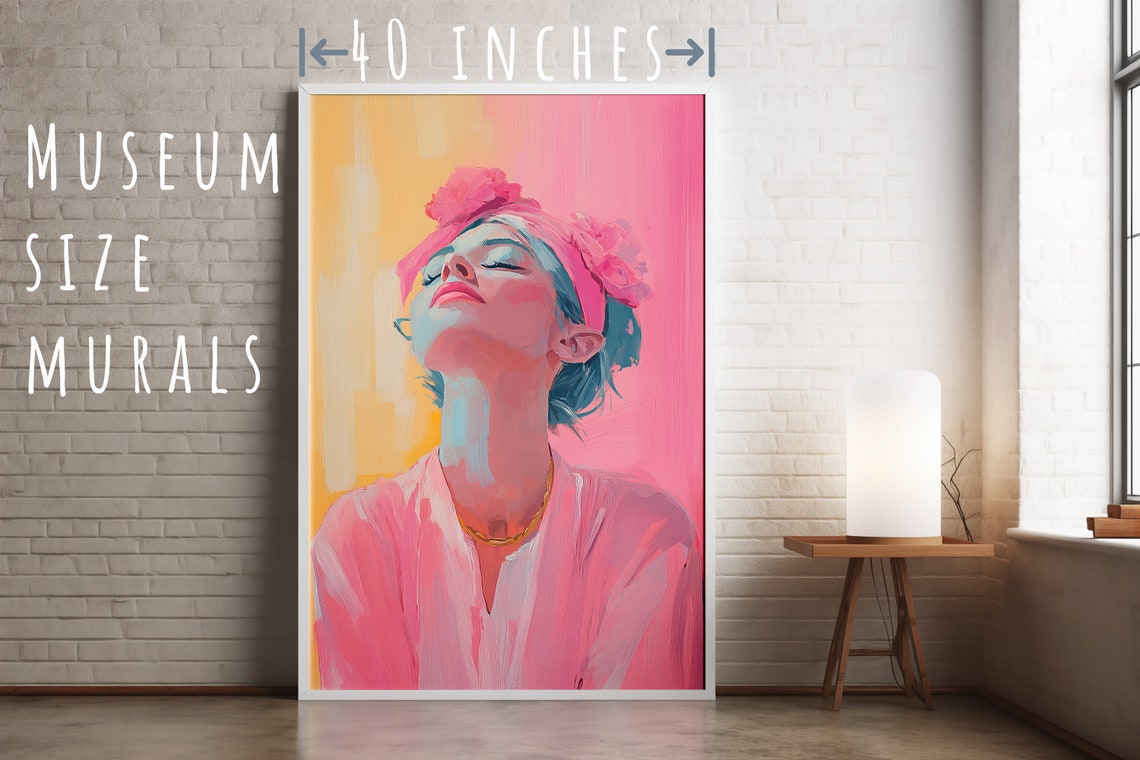 Colorful Woman Portrait with Pink Headband Modern Art Poster - Image 5