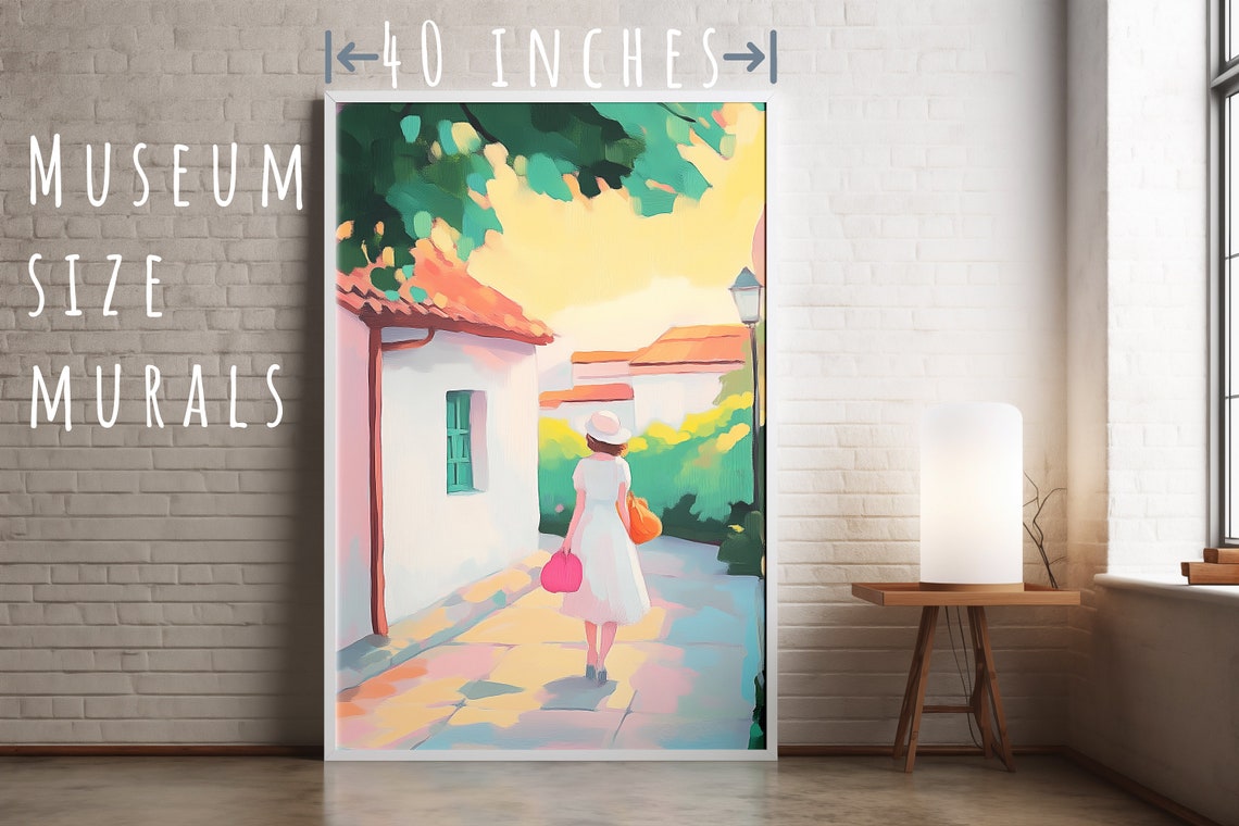 Pastels Countryside Mediterranean Print French Countryside Italian Countryside Tuscany Poster Greece Wall Art France Village Painting - Image 5