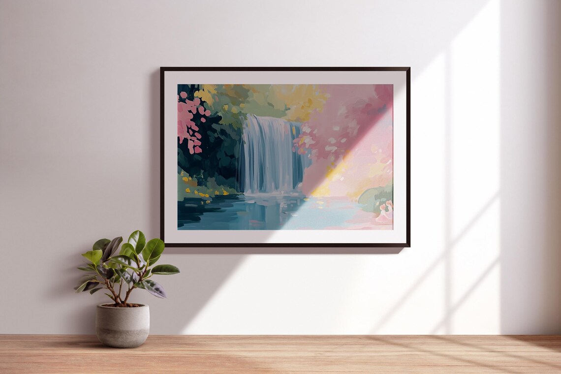 Forest Pixie Waterfall Painting, Fantasy Wall Art - Image 3