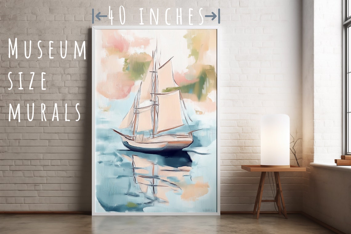 Vintage Sailboat on Calm Water Reflection Nautical Art Poster - Image 5