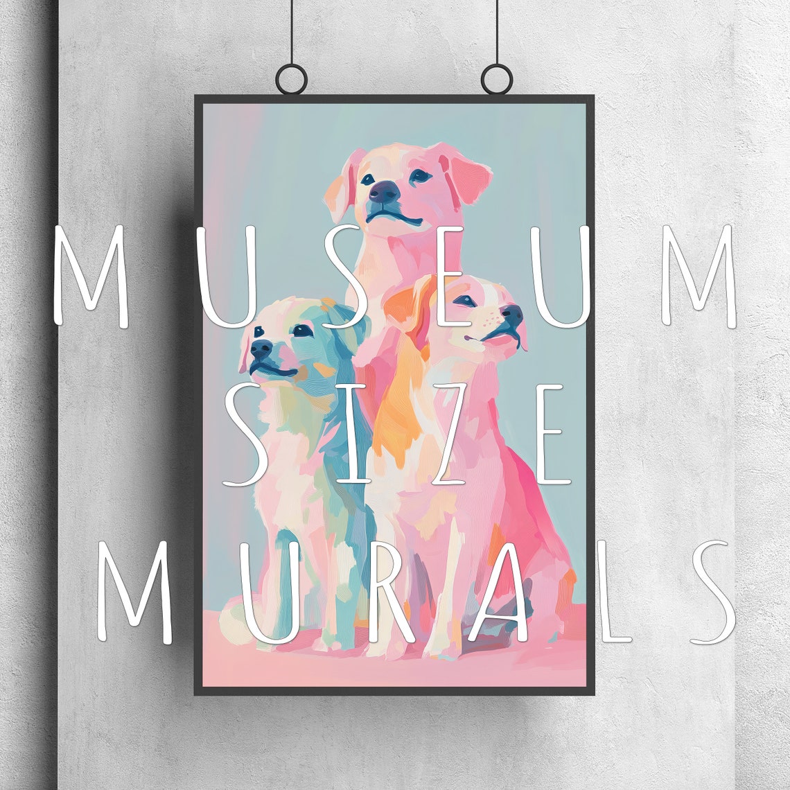 Three Pastel Colorful Dogs Cute Puppy Portrait Wall Art Print Poster - Image 3