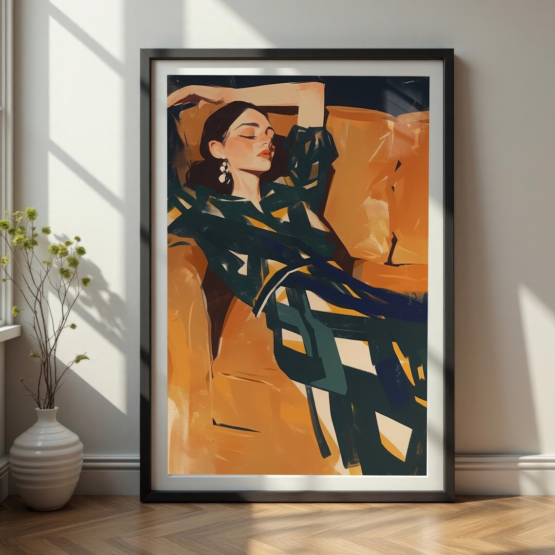 Sleeping Lady, Relaxing Modern Illustration