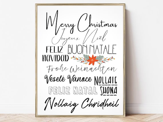 Merry Christmas Languages Holiday Art Print