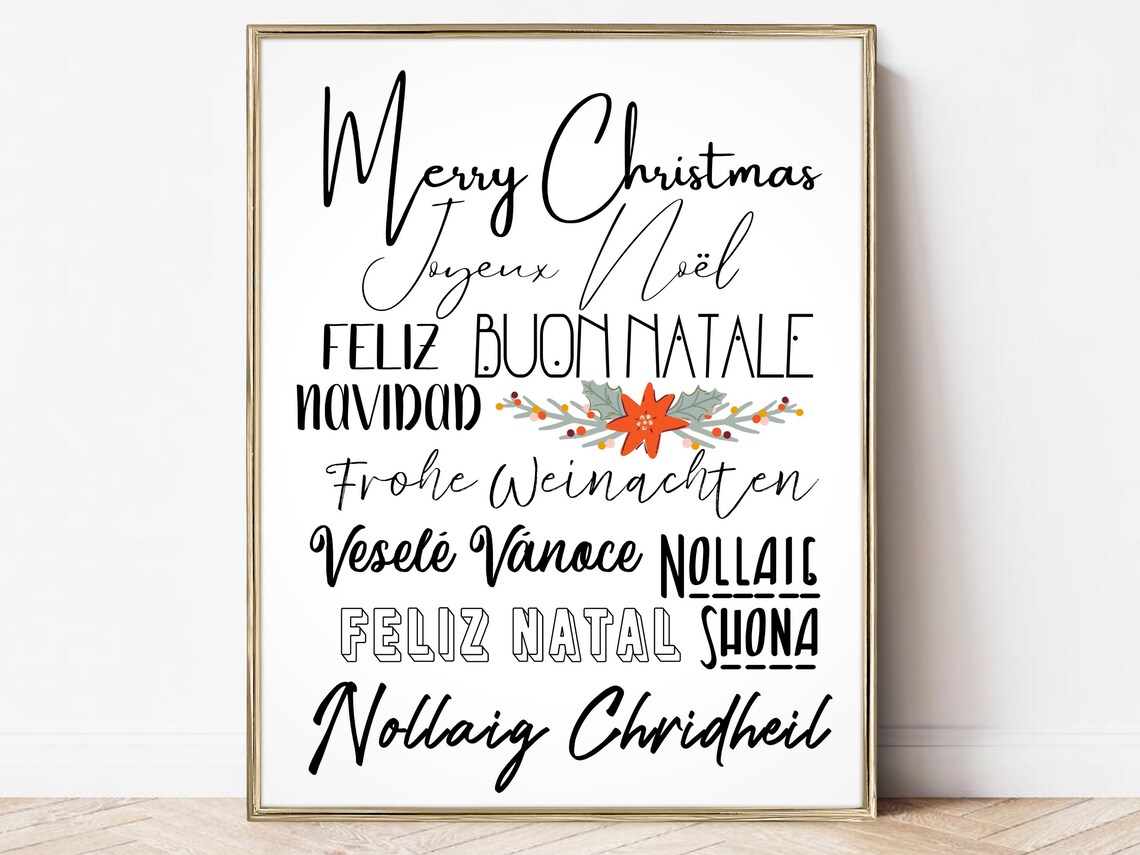Merry Christmas Languages Holiday Art Print