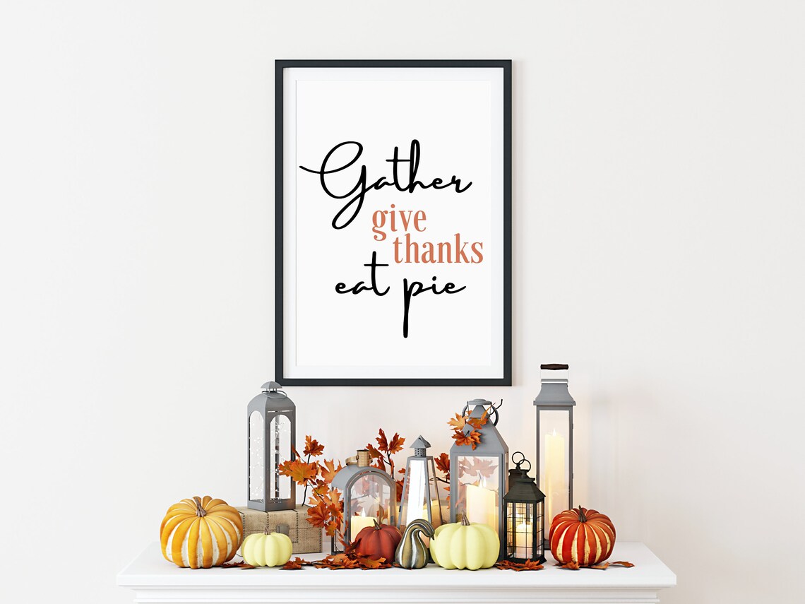 Thanksgiving Gather Give Thanks Eat Pie Poster Print - Image 4