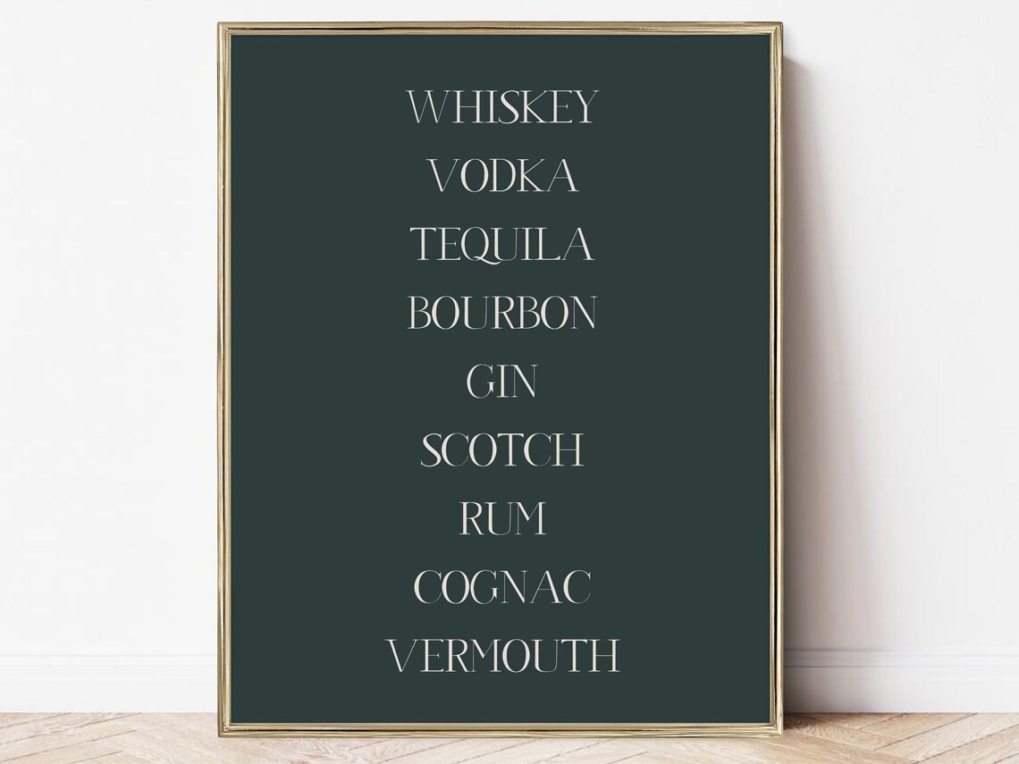 Bar Cart Decor Art Print, Home Bar Wall Art