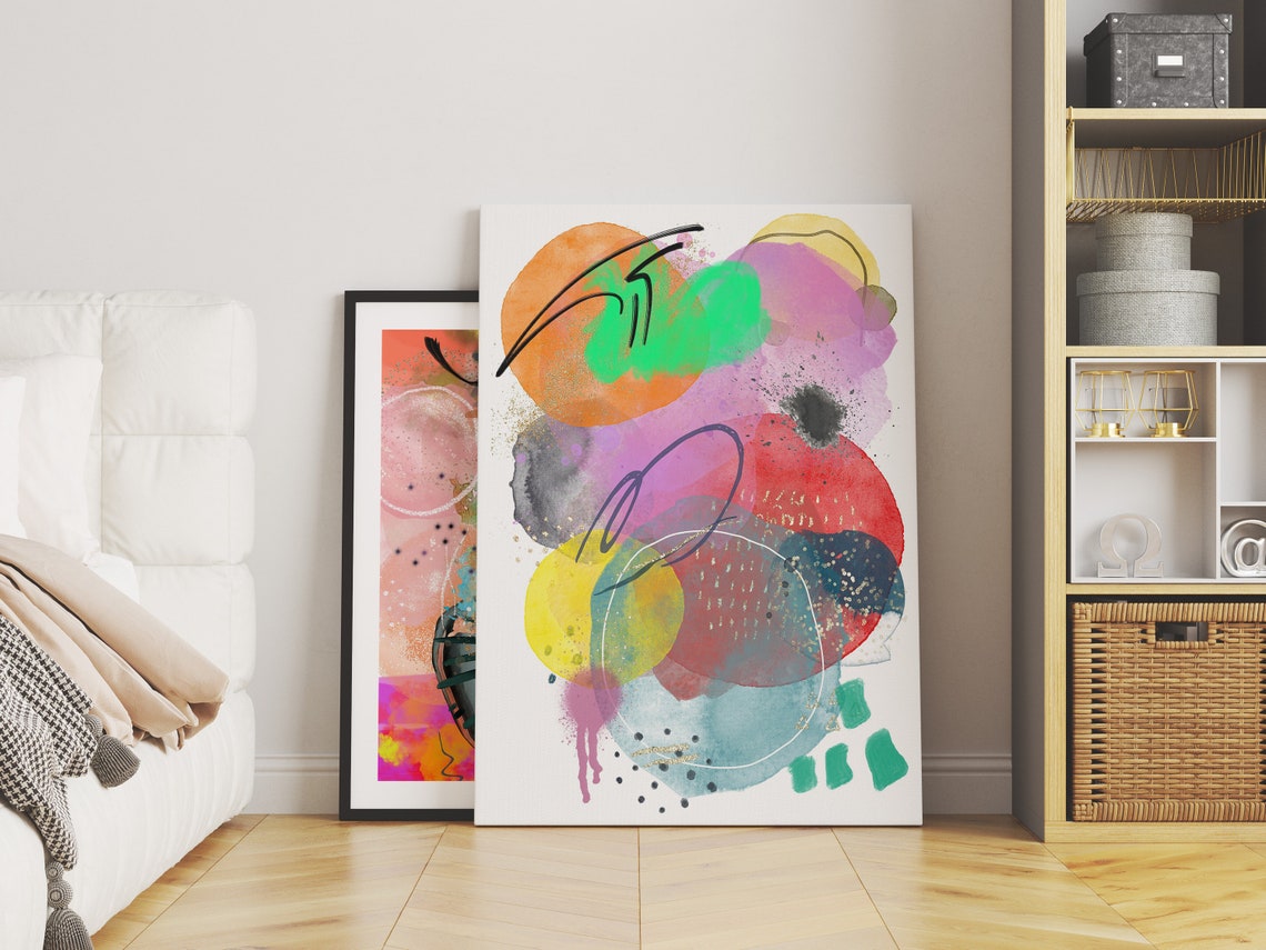 Colorful Abstract Watercolor Organic Shapes Modern Art Poster - Image 3