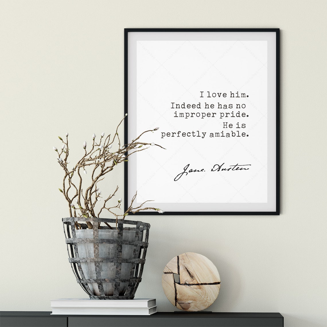 Jane Austen Pride And Prejudice He Is Perfectly Amiable Quote Poster - Image 3