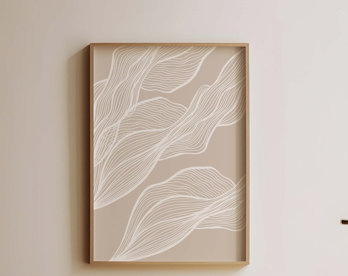 Abstract Wavy Line Art Print, Minimalist Neutral Decor