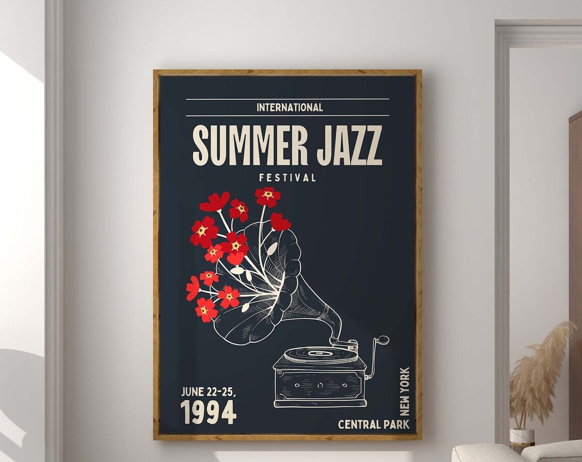 Jazz Festival Retro Music Poster Print, Home Decor