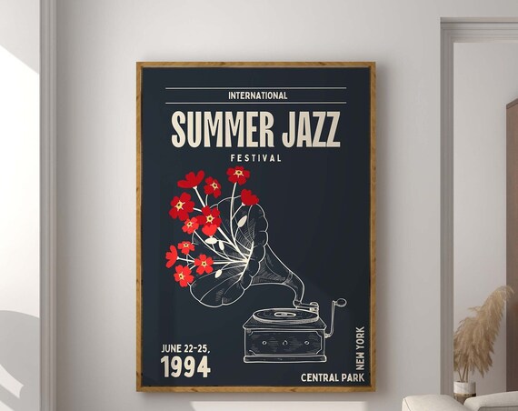 Jazz Festival Retro Music Poster Print, Home Decor