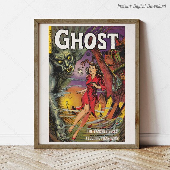 Ghost Comics No 1 Cover 1951 Graveyard Banshee Vintage Horror Poster