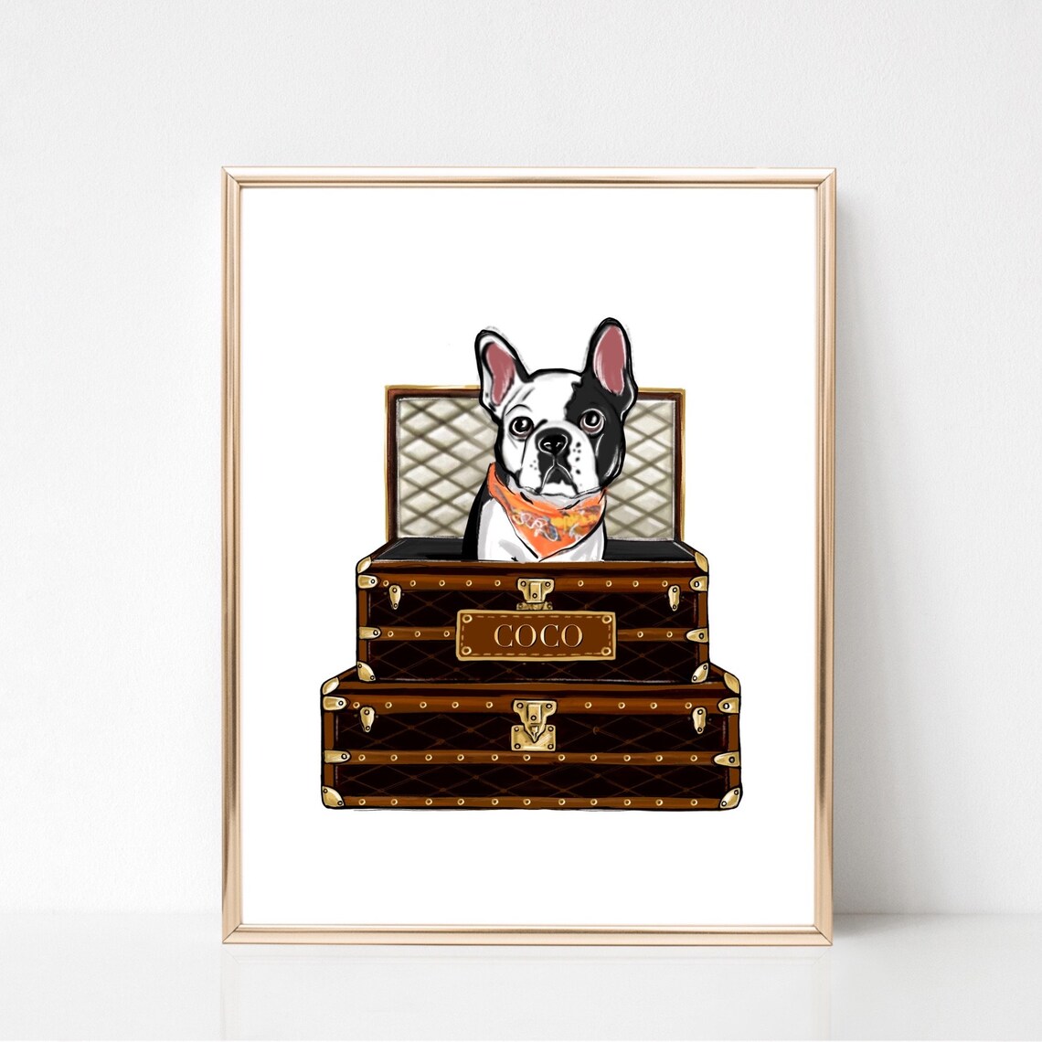 Personalized French Bulldog Portrait Designer Trunk Fashion Art Poster - Image 2