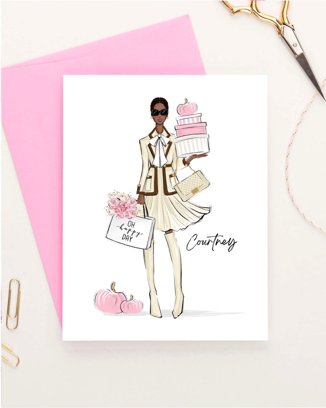 Molly Personalized Fall Fashion Illustration with Pumpkins Poster - Image 3