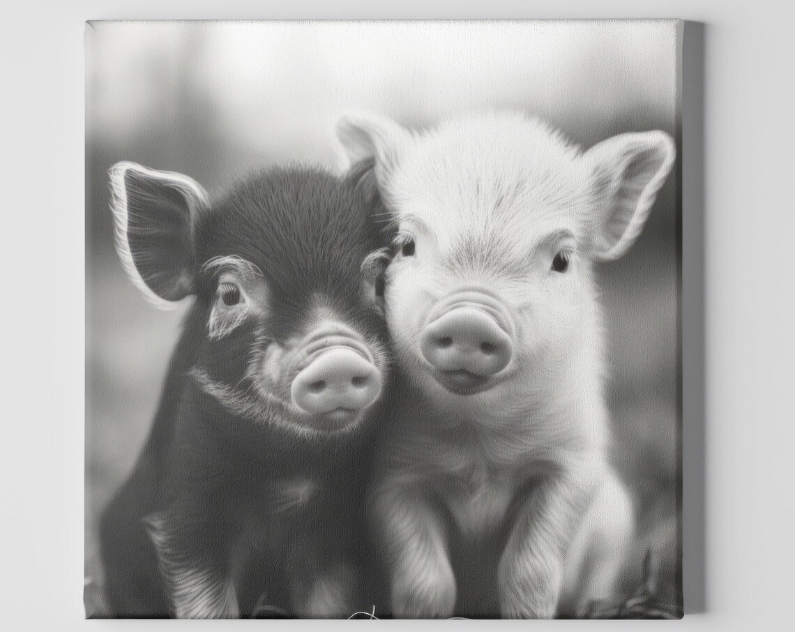 Cute Pig Couple, Nursery Decor Valentine Artwork