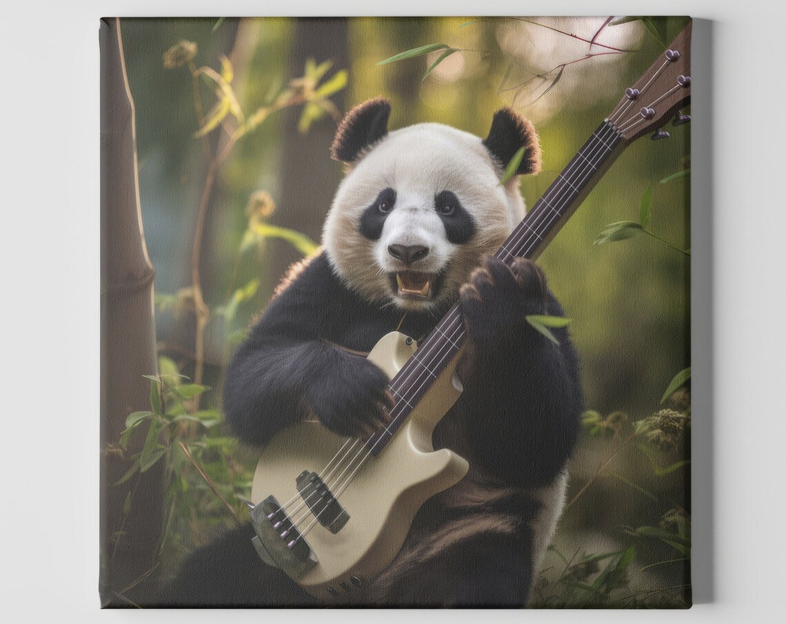 Panda Bear Playing Bass Guitar, Funny Gift