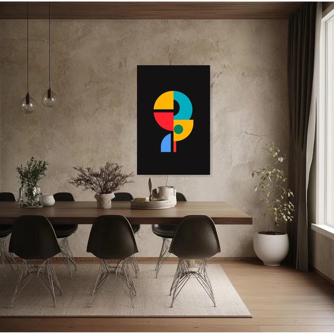 Bauhaus Geometric Circle Bold Primary Colors Modern Abstract Poster - Image 3