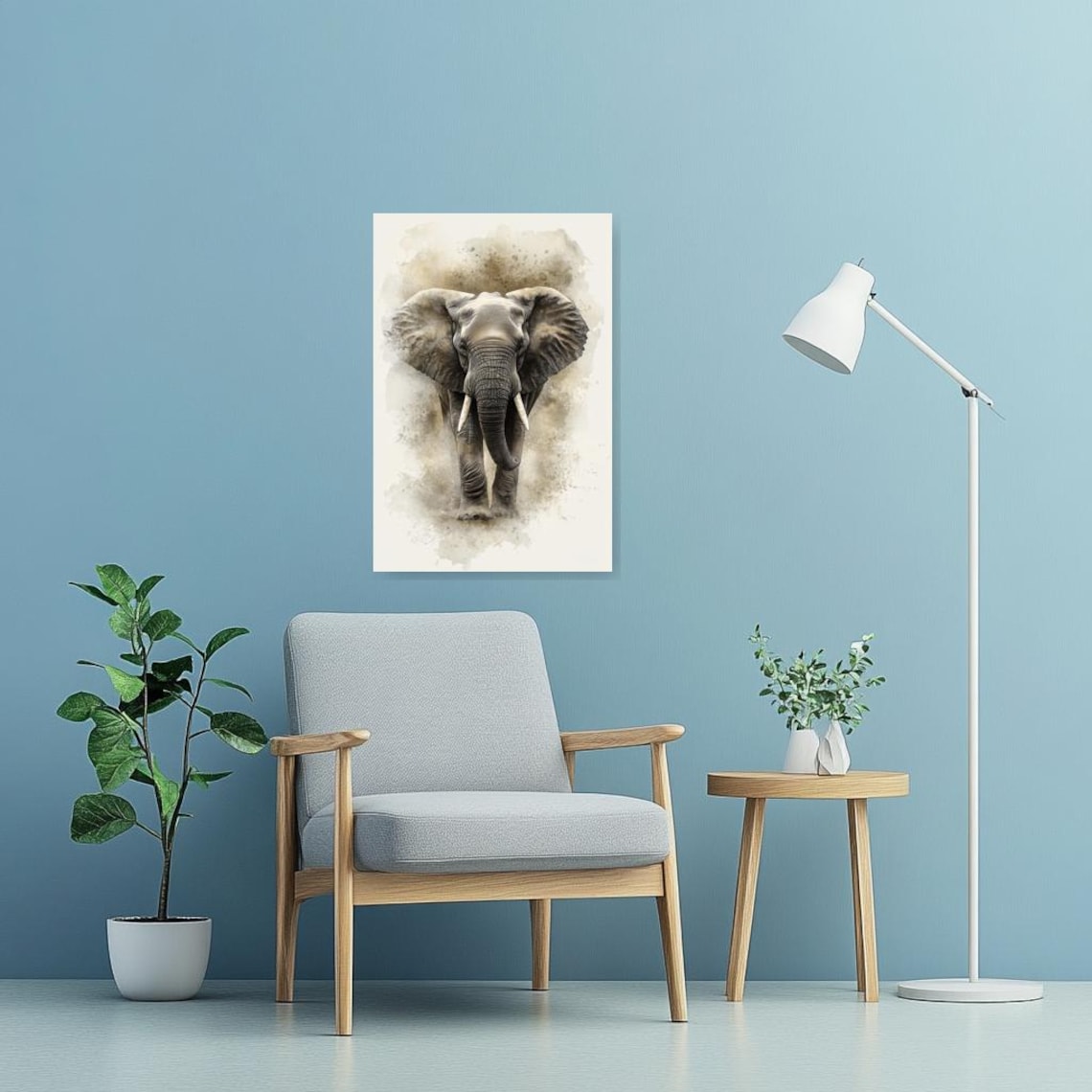 Elephant Watercolor Art Print, Modern Animal Decor - Image 3