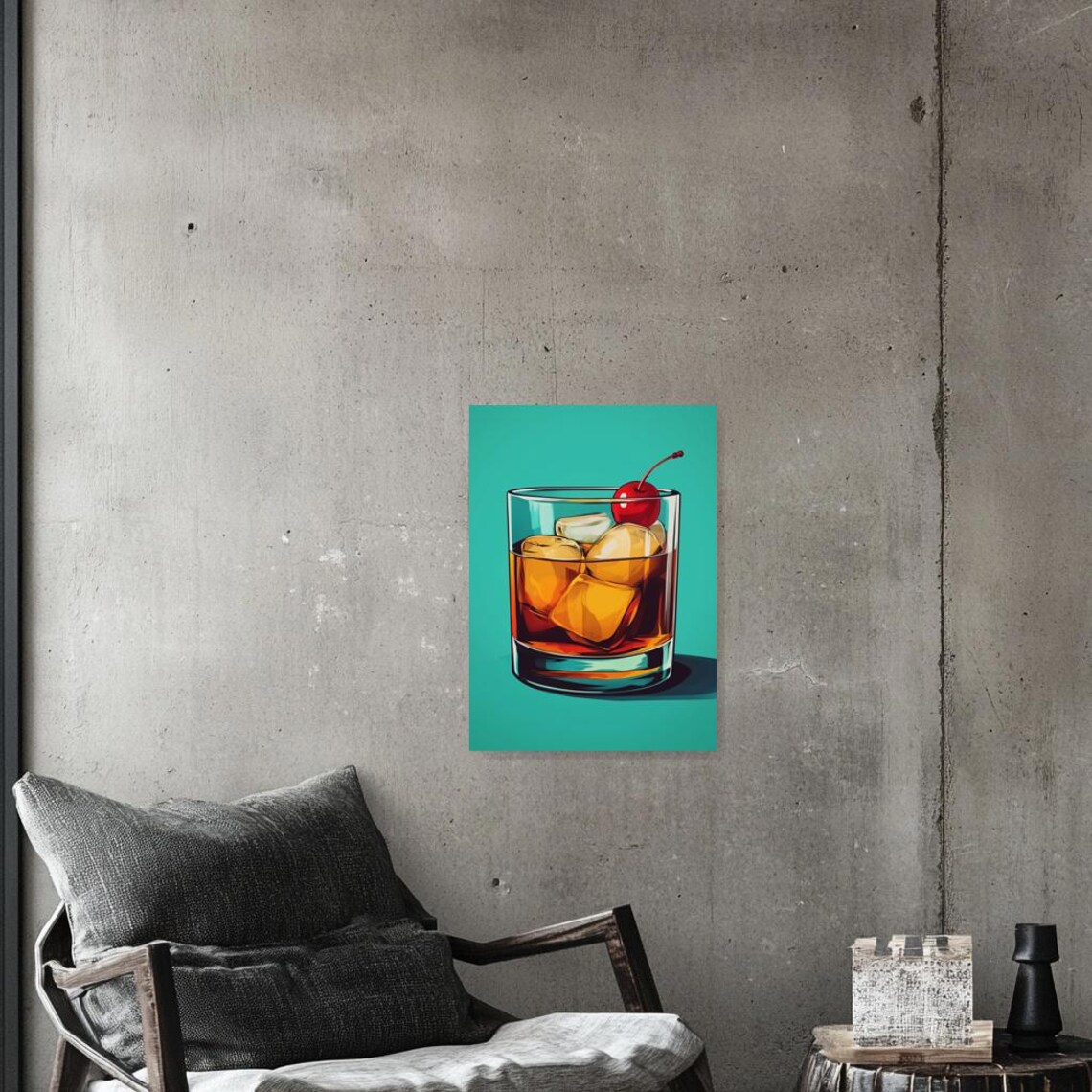 Whiskey Glass Pop Art, Cocktail Wall Art Print - Image 3