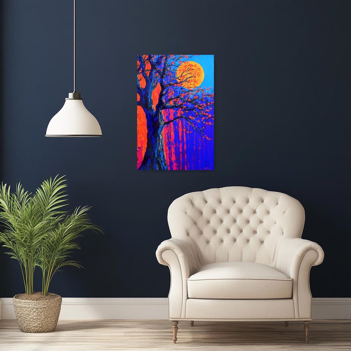 Stunning Print Auto Impasto Tree Sunset Art Inspired By Van Gogh For Colorful Home Dcor And Unique Wall Art - Image 2