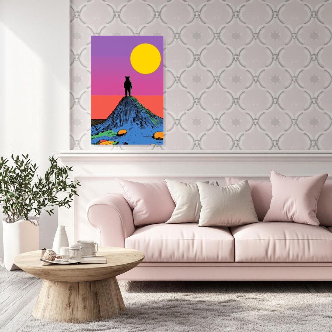 Bear Silhouette Mountain Peak Sunset Retro Adventure Pop Poster - Image 3