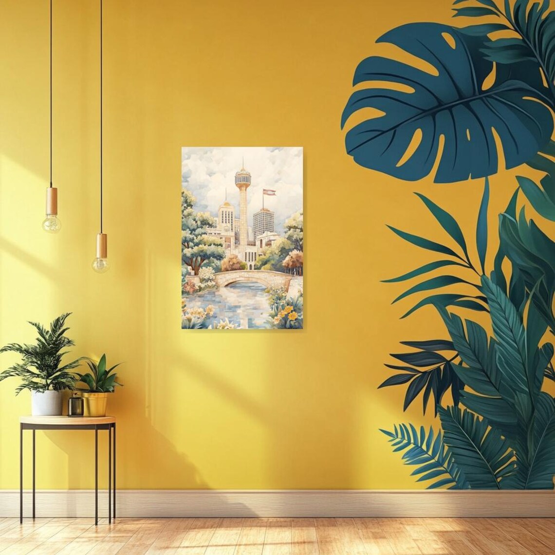 Charming Landscape, Impressionist Style Botanical Elements - Image 2