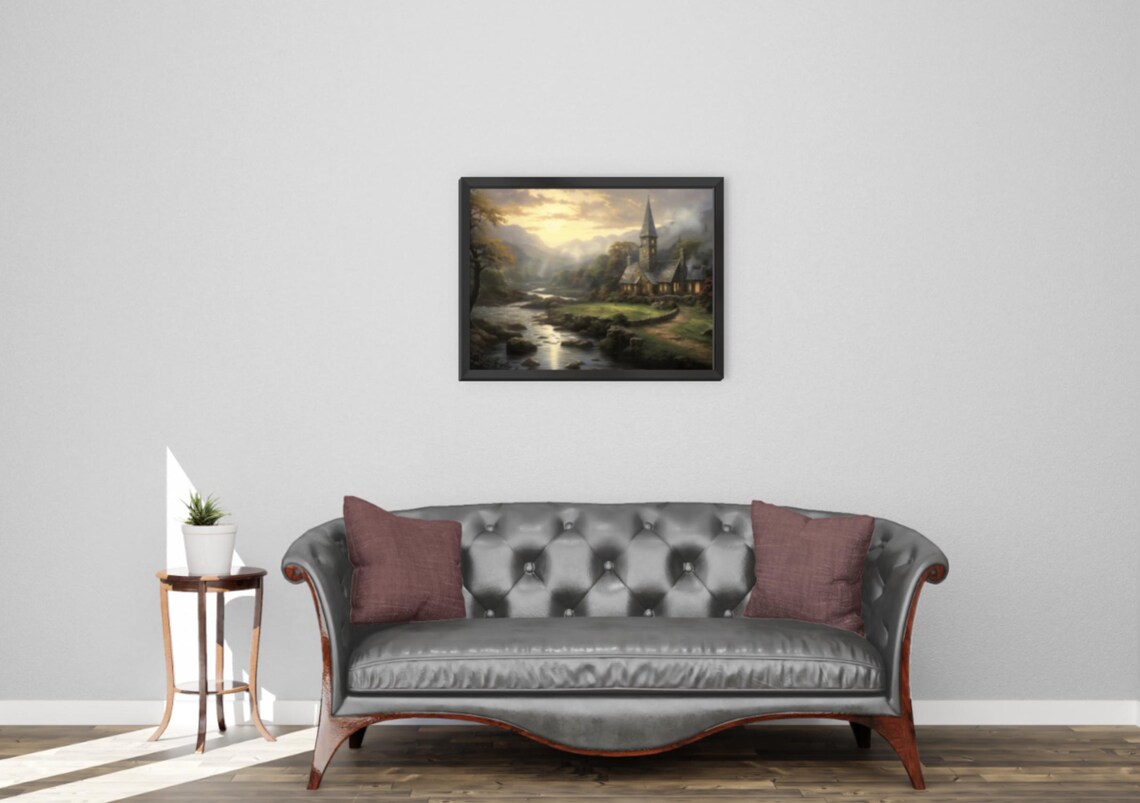 Thomas Kinkade Inspired Irish Castle, Timeless Elegance - Image 2