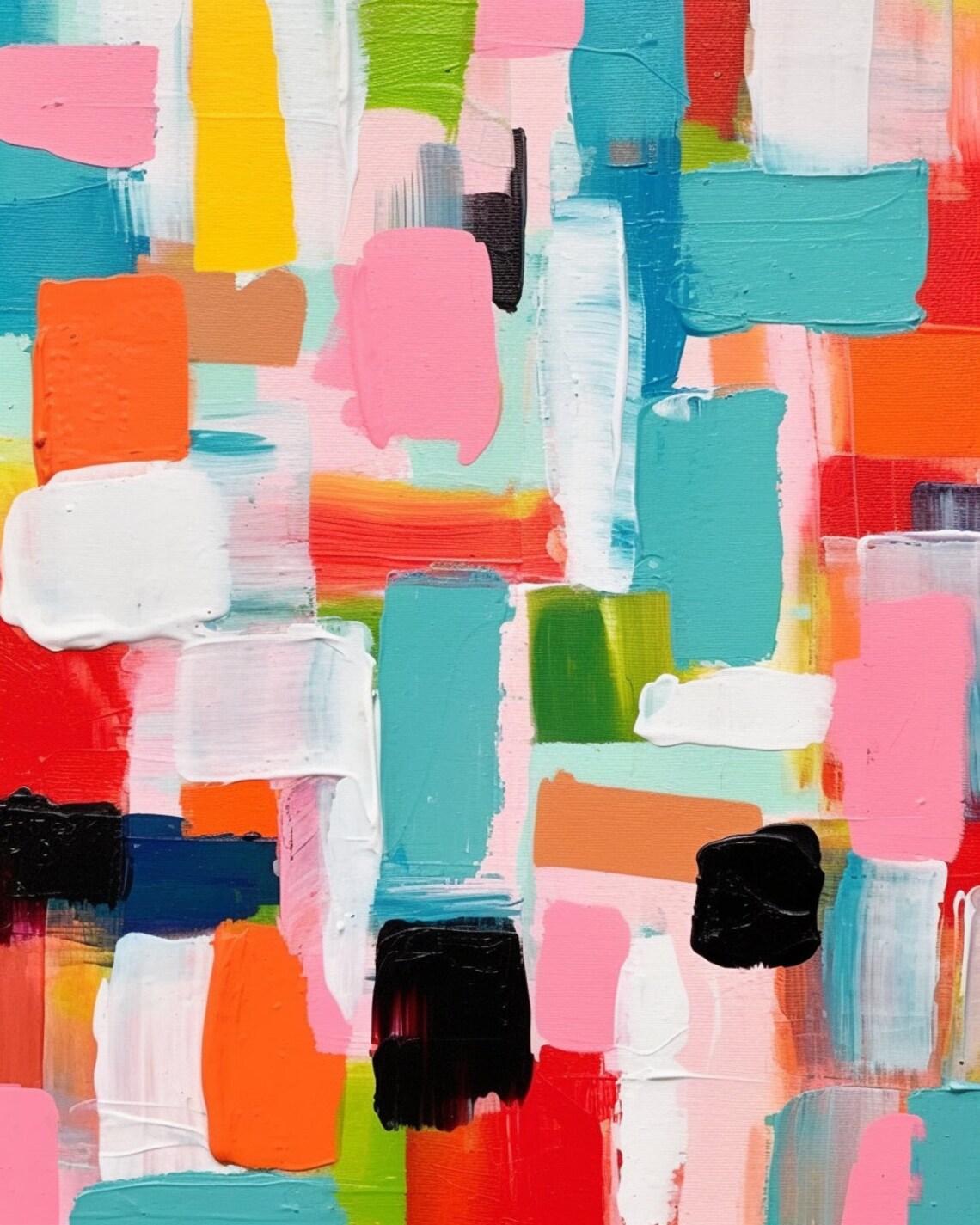 Mary Heilmann Style Pink Squares Abstract Geometric Pattern