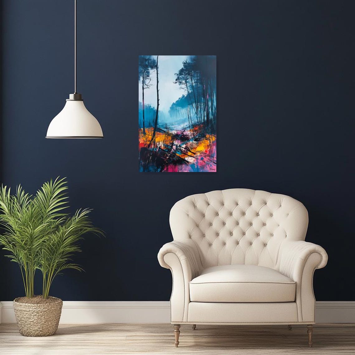 Custom Print Forest Landscape Inspired By Abstract Expressionism Colorful Wall Art For Home Decor - Image 3
