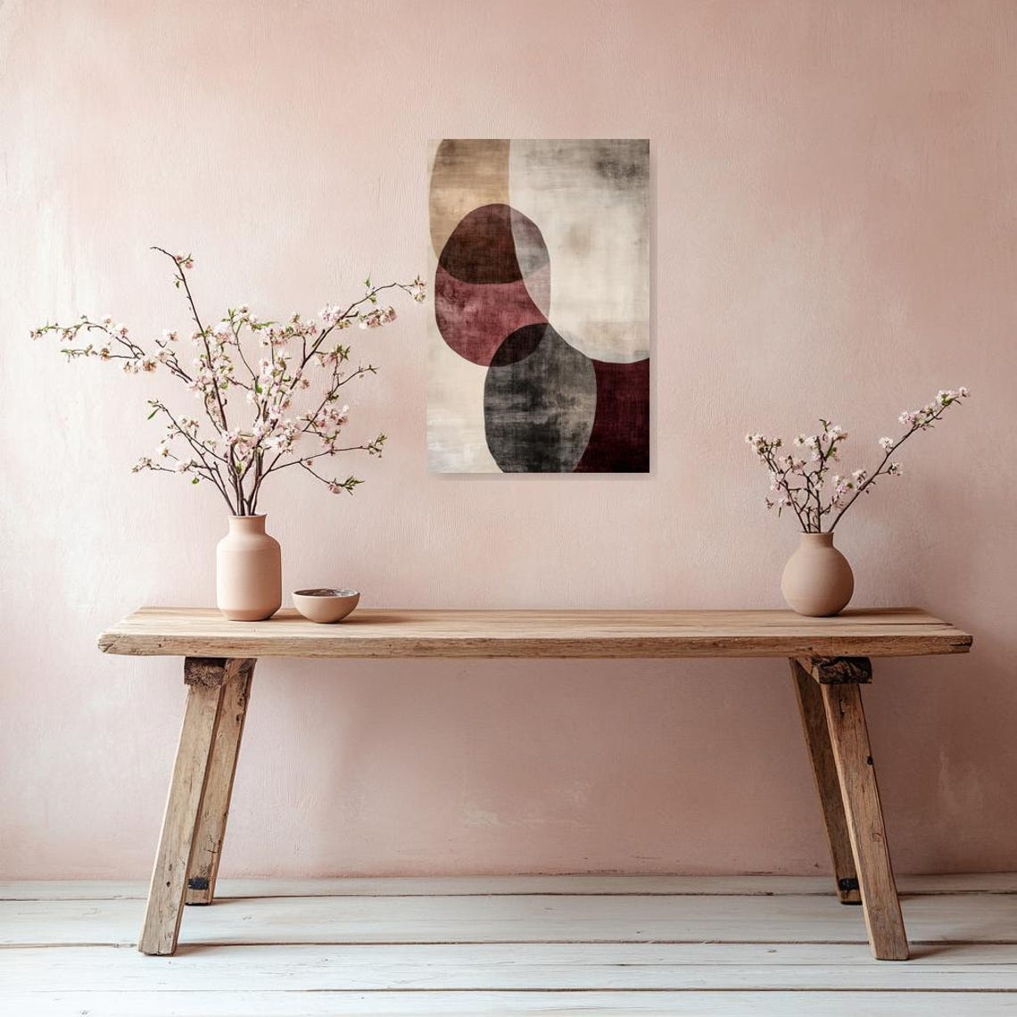 Minimalist Overlapping Circles in Warm Earth Tones Abstract Poster - Image 3