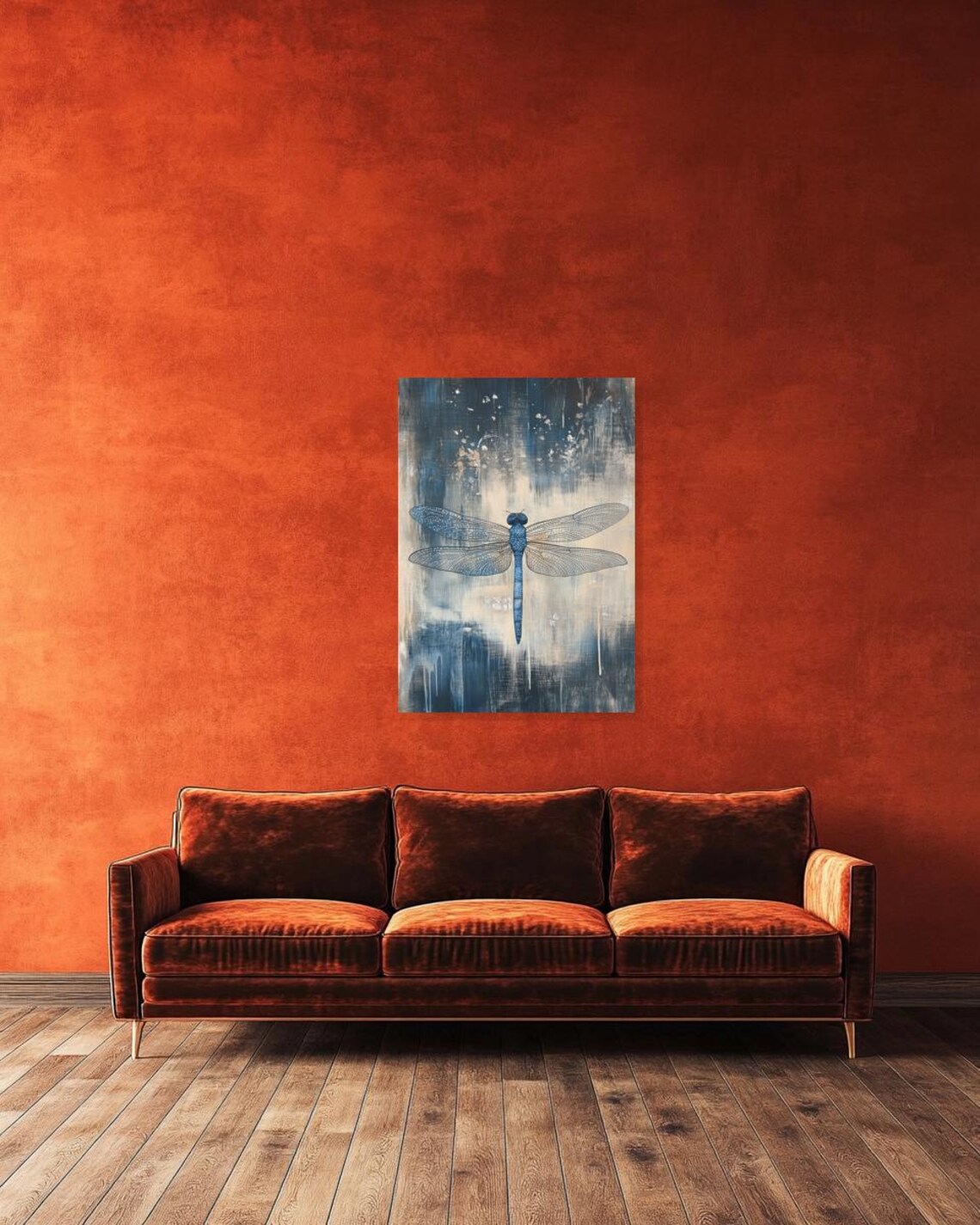 Blue Dragonfly, Contemporary Abstract Style - Image 2