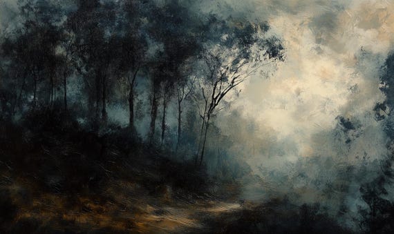 Mystical Forest Landscape Print In The Style Of Caspar David Friedrich For Home Decor And Wall Art