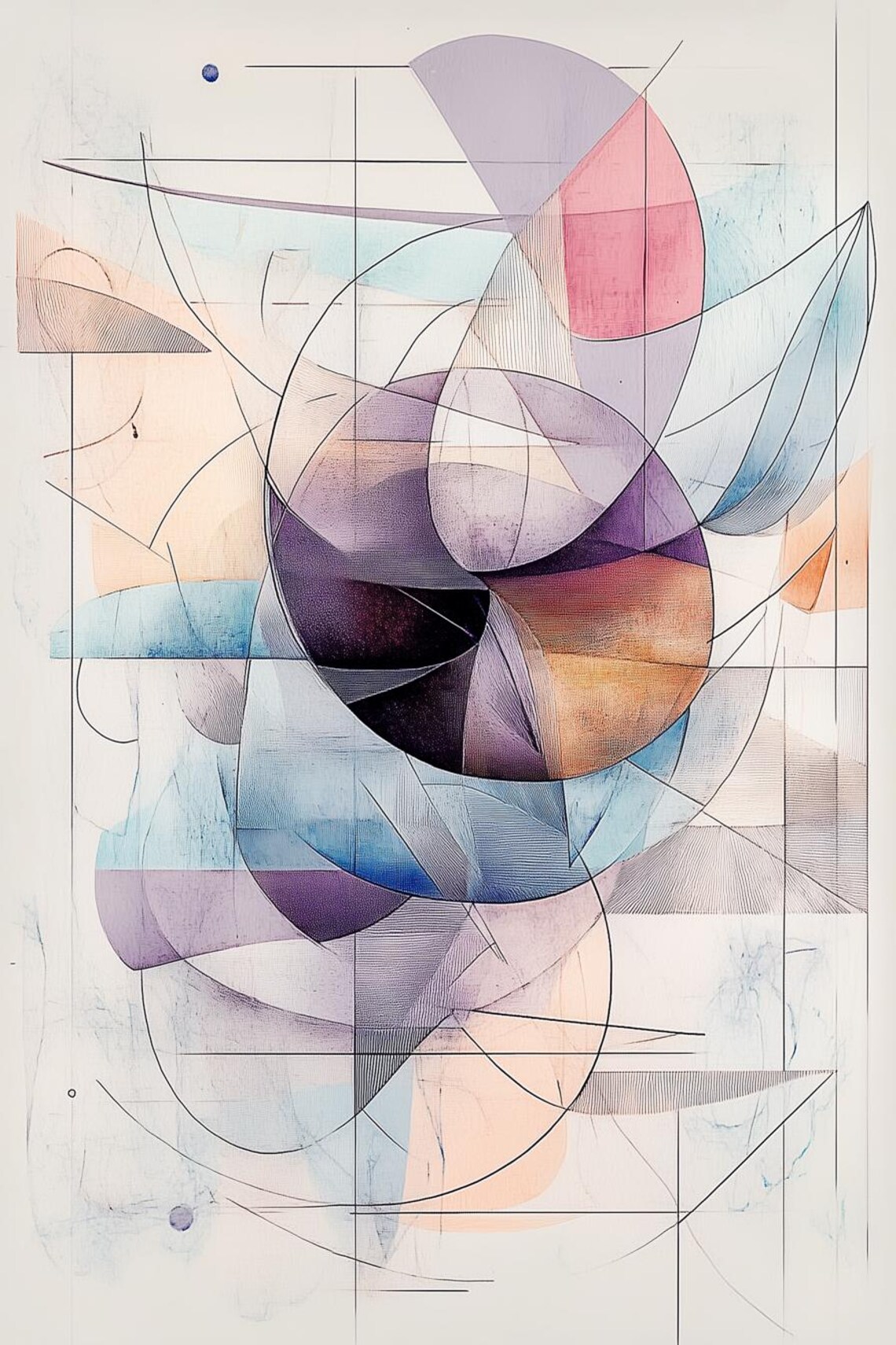 Klee Inspired Geometric Abstract, Dynamic Lines