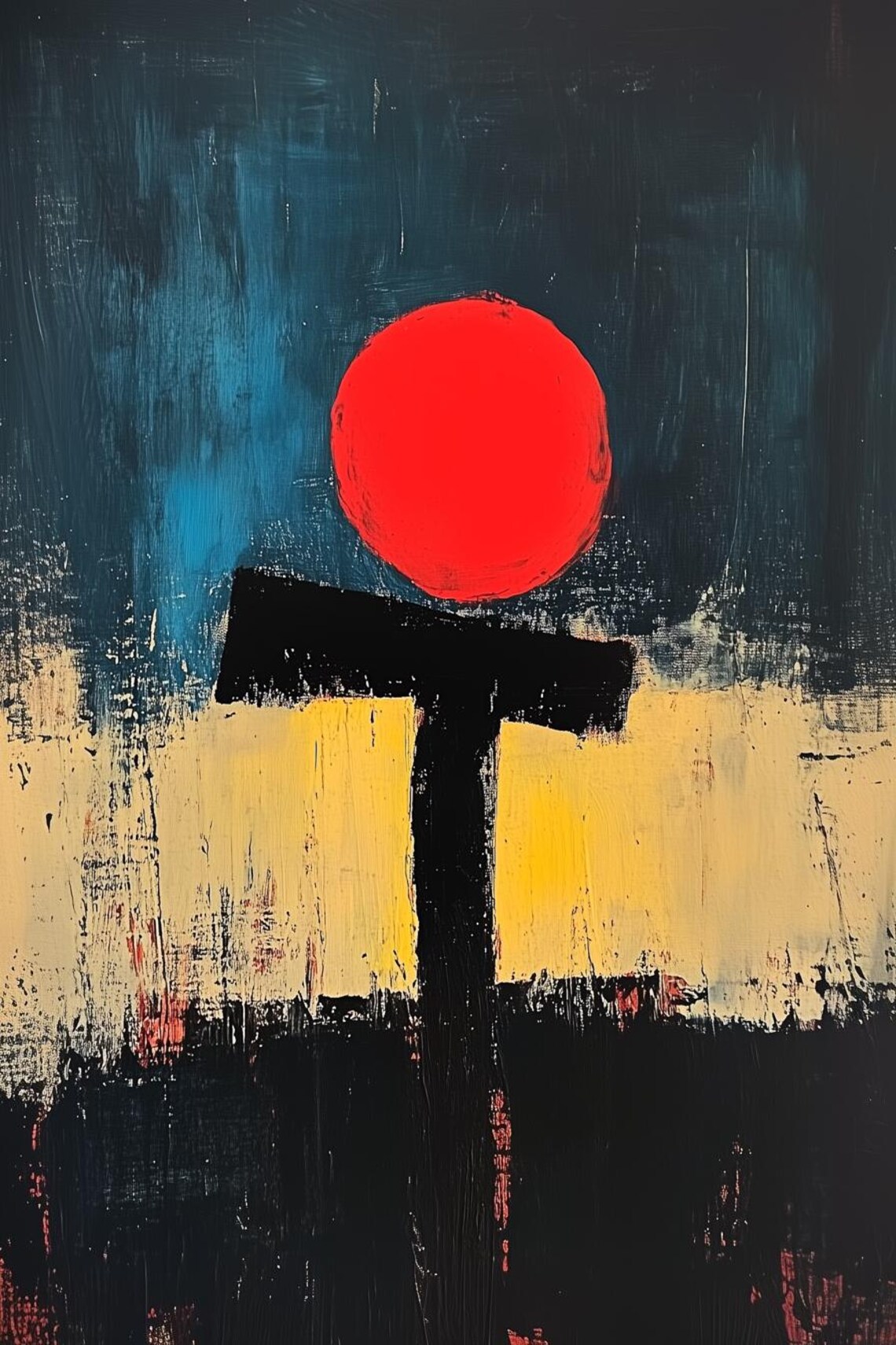 Mark Rothko Inspired Abstract Poster, Red Sun