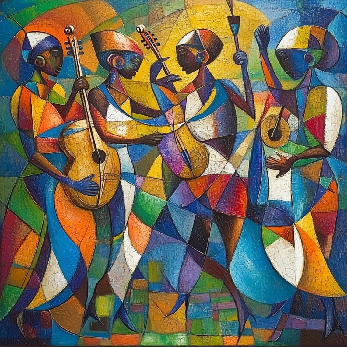 Musical Harmony, Cubist Style Inspired By African Art