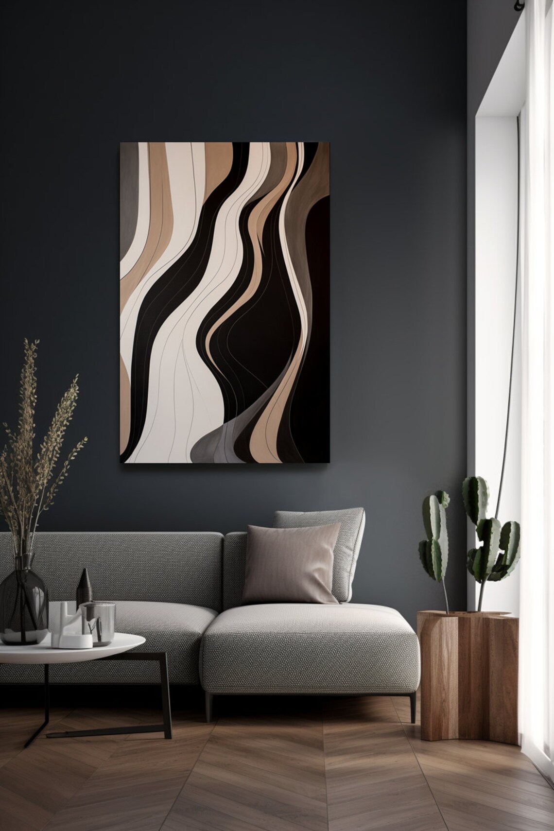 Tan And Black Abstract, Minimalist Spaces Art Print - Image 2