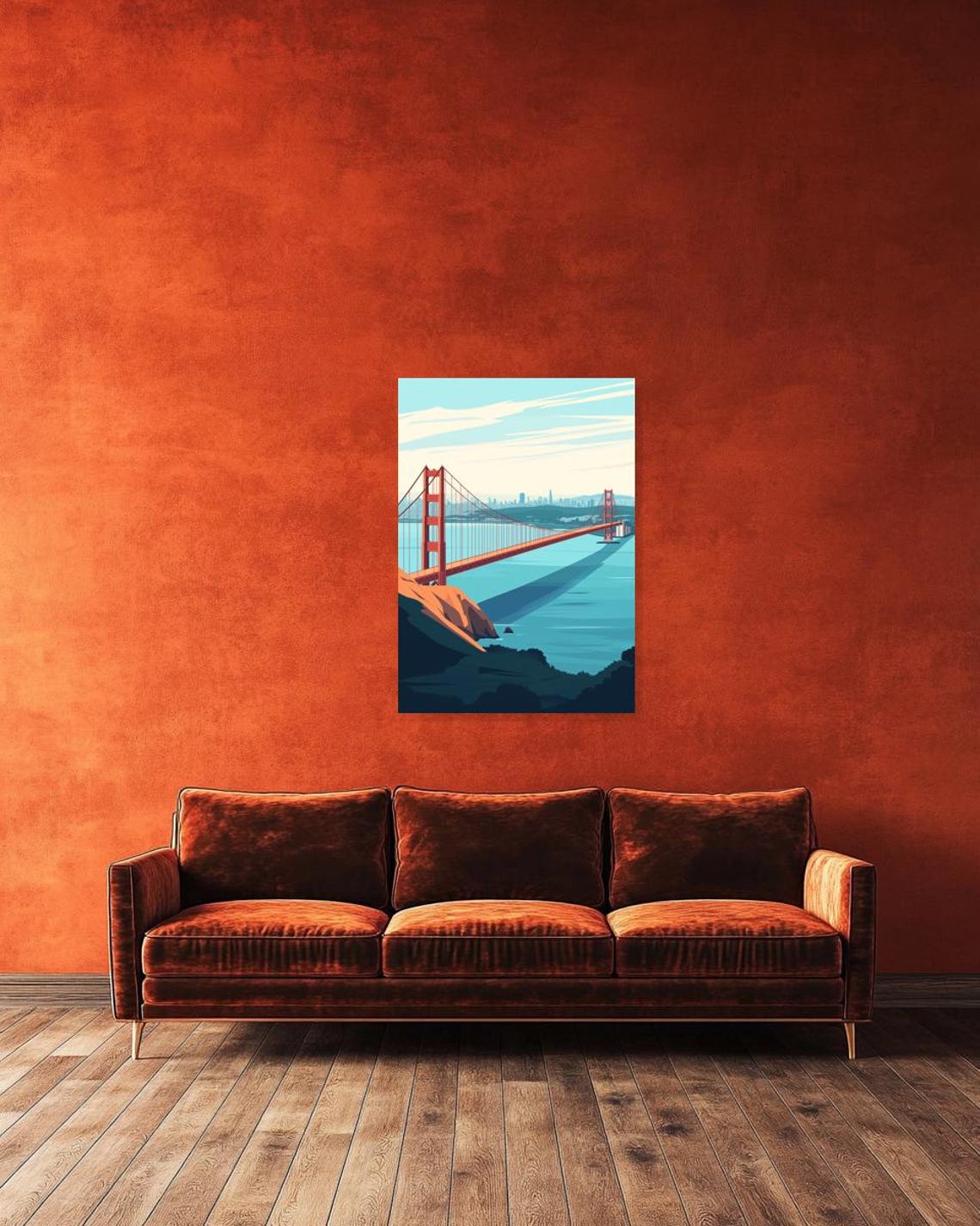 Golden Gate Bridge Modern Illustration San Francisco Bay Poster - Image 3