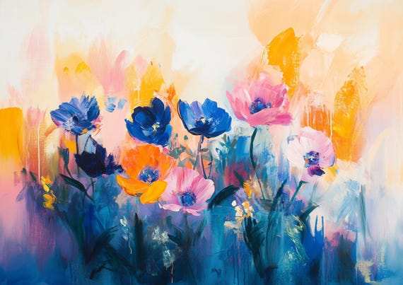 Custom Floral Wall Art Inspired By Van Gogh Bold Colorful Prints For Home Decor