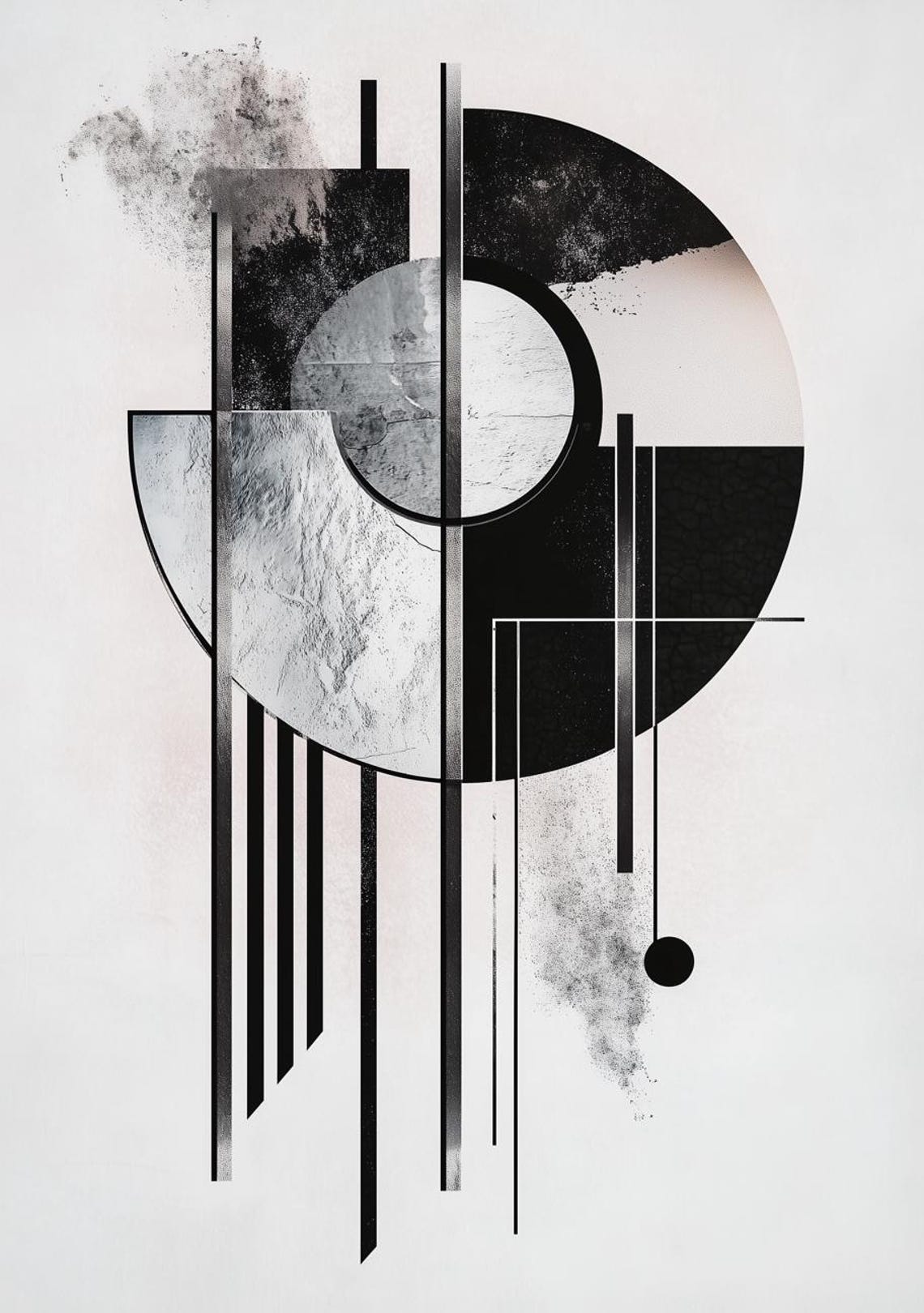 Modern Abstract Print Inspired By Mondrian Geometric Style Black White Wall Art For Home Decor
