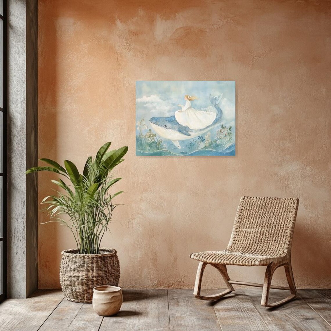 Whimsical Whale Ride, Impressionism Art Print - Image 2